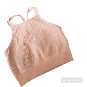 Bo+Tee pale peachy pink sports bra sz age